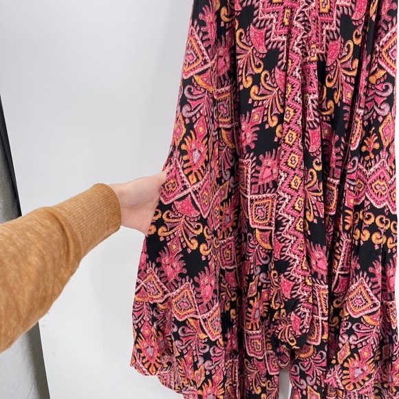 Angie Jumpsuit Womens Small Black Pink Harem Bohemian Wide Leg Sleeveless Boho - Picture 5 of 10